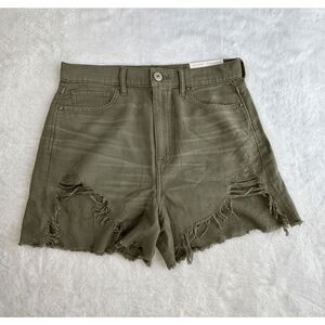 American Eagle Highest Rise Mom Short Size 8/ 29W, NWT Olive Green Ripped Frayed